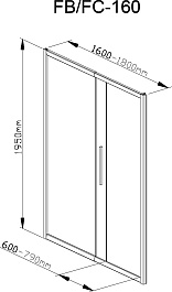 DTO Душевая дверь в нишу FB 160-180 Black – фотография-10