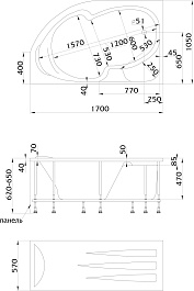 100Acryl Акриловая ванна Acrylika 170x105 L – фотография-4