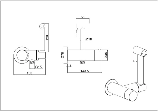Allen Brau Смеситель с гигиеническим душем Thermo Rund 5.60001-00 (с внутренней частью) хром – фотография-6