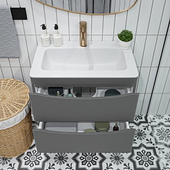 Vivon Тумба под раковину Ostin 60 подвесная серая матовая – фотография-3