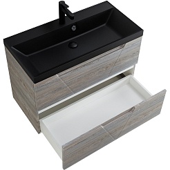 BelBagno Мебель для ванной Vittoria 100 подвесная Pino с раковиной BB1000/450-LV-ART-AST-NERO – фотография-7