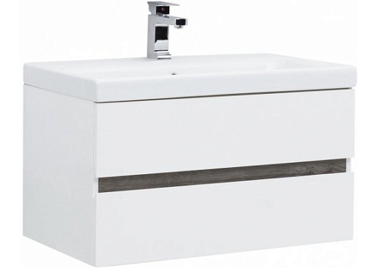 Aquanet Комплект мебели Беркли 80 белый глянец/дуб рошелье – фотография-12