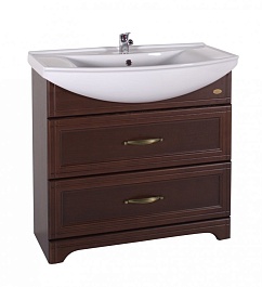 ASB-Woodline Мебель для ванной Берта 85 антикварный орех, зеркало-шкаф, массив ясеня, орех – фотография-6