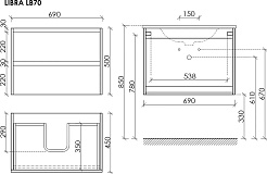 Sancos Тумба с раковиной Libra 70 дуб чарльстон раковина Element 71 CN7007 – фотография-5