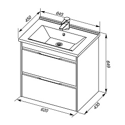 Aquanet Тумба с раковиной "Тулон 65 " белая – фотография-2