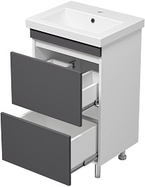 Misty Тумба с раковиной Майна 50 2 ящика графит/белая – фотография-4