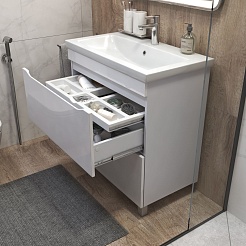 Vigo Тумба с раковиной Grani 80 напольная белая – фотография-2