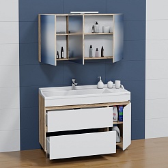 СанТа Мебель для ванной Марс 120 белая/янтарное дерево – фотография-3