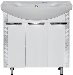 Misty Тумба с раковиной Престиж 80 белая/серебряная патина – фотография-1