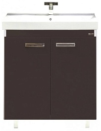 Misty Тумба с раковиной Джулия QVATRO 75 прямая коричневая – фотография-1