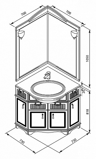 Aquanet Мебель для ванной "Луис 70" угловая белая (167691) – картинка-11