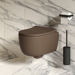 Ambassador Сиденье для унитаза Abner тонкое коричневое матовое – фотография-6