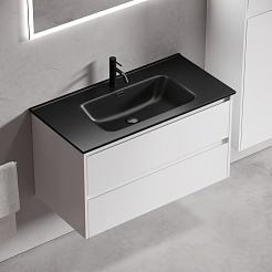 Sancos Тумба с раковиной Libra 90 белый глянец раковина Element 91 CN7002MB – фотография-2