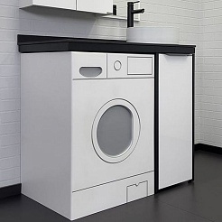 Comforty Тумба с раковиной Лозанна 100 под стиральную машину белая глянцевая – фотография-1