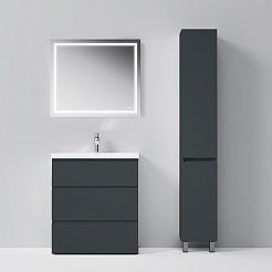 Am.Pm Пенал для ванной Gem S 30 графит матовый – фотография-2