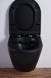 Esbano Унитаз Azalea подвесной безободковый черный матовый – фотография-9