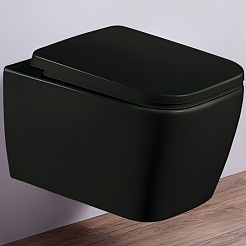 Esbano Унитаз Tiron-C подвесной безободковый черный матовый – фотография-1