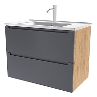 Зов Тумба с раковиной Дион 60 подвесная матовый графит/дуб