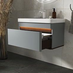 Equil Тумба с раковиной Elegante 80 1 ящик подвесная мэйджик/дуб голиано – фотография-12