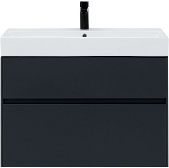 Aquanet Мебель для ванной Бруклин 85 подвесная черная матовая – фотография-19