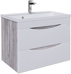 Grossman Тумба с раковиной Талис 80 подвесная бетон пайн/белая – фотография-1