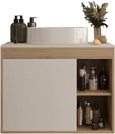 Teymi Тумба с раковиной Nura 80 Lori 50 подвесная дуб/белый – фотография-1