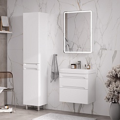 Equil Тумба с раковиной Nice 60 2 ящика подвесная белая – фотография-11