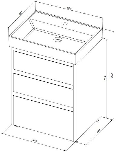 Aquanet Тумба с раковиной Nova Lite 60 белая глянцевая – фотография-10