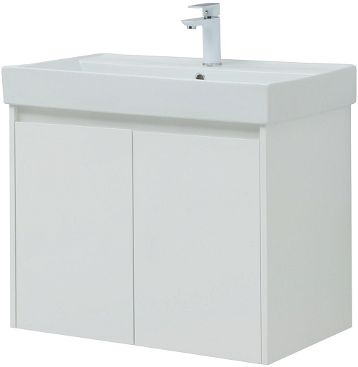 Aquanet Тумба под раковину Nova Lite 75 2 дверцы подвесная белая глянцевая – фотография-4