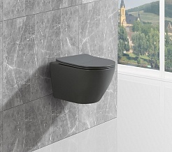 Esbano Унитаз Amapola-N подвесной безободковый серый матовый – фотография-2