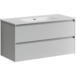 Sancos Тумба с раковиной Cento 100 белый глянец раковина Element 101 CN7003 – фотография-1