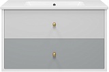 Brevita Тумба с раковиной Анастейша 100 подвесная серая/белая