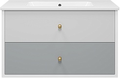 Brevita Тумба с раковиной Анастейша 100 подвесная серая/белая – фотография-1