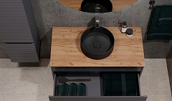 Jorno Тумба с раковиной Cossety 100 подвесная антрацит/дуб Крафт золотой – фотография-4