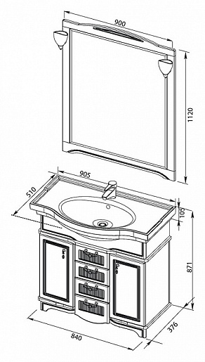Aquanet Комплект Мебели "Луис 90" темный орех (176646) – фотография-2