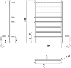 Domoterm Полотенцесушитель электрический Орфей DMT П8 500x800 ЧРН EK R черный – фотография-4