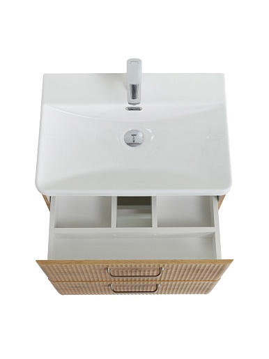 BelBagno Тумба с раковиной Due 60 подвесная Rovere Nature ручки Матовый атласный никель – картинка-9