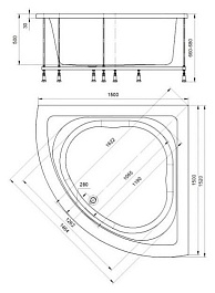 Aquatek Акриловая ванна Юпитер 150х150 с гидромассажем – фотография-5