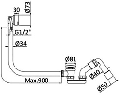 Cezares Слив-перелив для акриловой ванны с наполнением и донным клапаном Click-Clack CZR-B-STW-01 – фотография-2