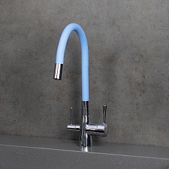 Lemark Смеситель для кухни Comfort LM3075C-SkyBlue голубой/хром – фотография-4