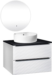 Runo Мебель для ванной Орлеан 70 Sole подвесная белая матовая/черный – фотография-1