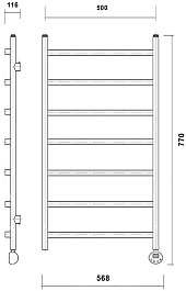 Domoterm Полотенцесушитель Калипсо П7 500x700 E R белый – фотография-4