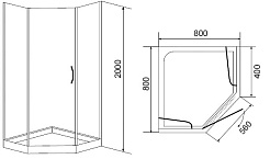 Timo  Душевой уголок BY-839 (80 см) прозрачный – фотография-2
