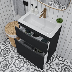 Vivon Тумба с раковиной Ostin 60 напольная черная матовая – фотография-3