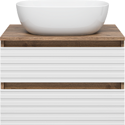 Brevita Тумба с раковиной Dakota 60 подвесная дуб галифакс олово/белая – фотография-1