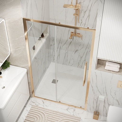 Grossman Душевая дверь в нишу Cosmo 110x195 профиль золото сатин стекло прозрачное – картинка-5