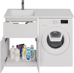Dreja Тумба с раковиной Vega 120 L под стиральную машину белая – фотография-10