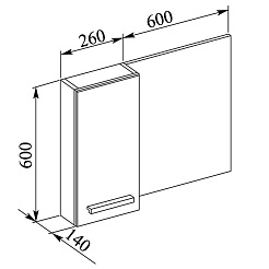 Aquanet Зеркало для ванной "Данте 60" (1 навесной шкафчик L) – фотография-2