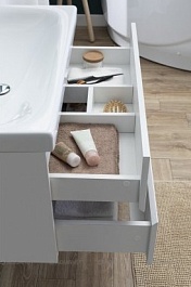 Aquanet Комплект мебели Беркли 80 белый глянец/дуб рошелье – фотография-11