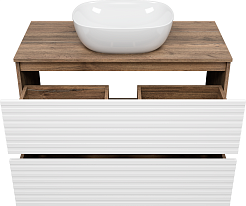 Brevita Тумба с раковиной Dakota 100 дуб галифакс олово/белая – фотография-4